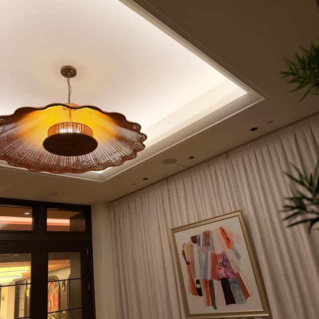 Decorative pendant fixture and cove lighting in a hotel lobby ceiling — Nebady's Electric Corporation, Palmdale, CA