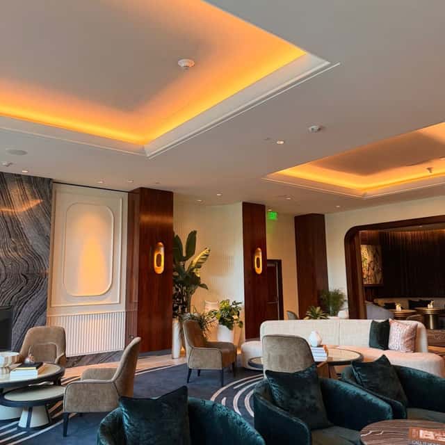 Hotel lounge lit by new wall sconces, cove lighting and downlights — Nebady's Electric Corporation, Palmdale, CA