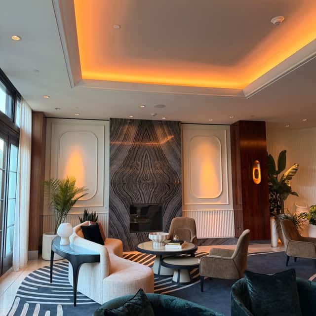 Lounge seating area lit by cove lighting and recessed ceiling fixtures — Nebady's Electric Corporation, Palmdale, CA