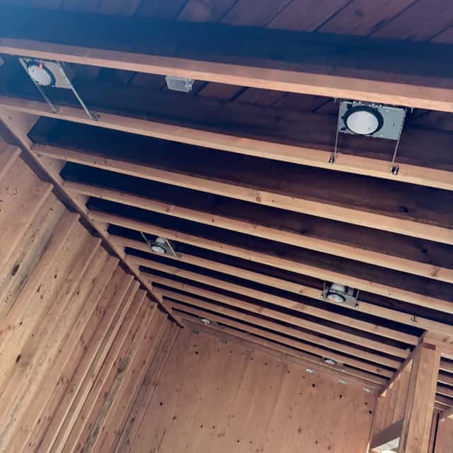 Recessed can lights installed between exposed ceiling joists — Nebady's Electric Corporation, Palmdale, CA